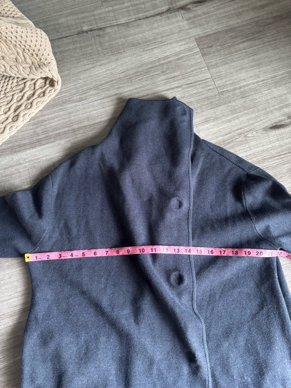 Zaket & Plover Navy Blue Oversized Cowl Neck Button Cardigan Sweater Size Small - Picture 8 of 9